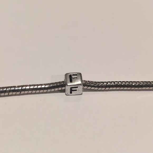 Silver F Spacer Charm for Pandora Style Bracelet - Picture 2 of 5
